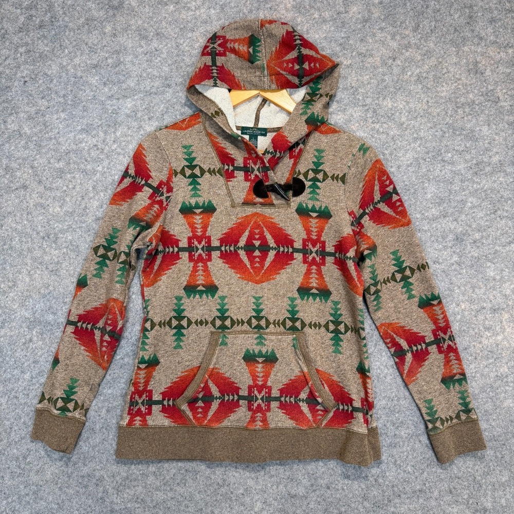 Lauren Ralph Lauren‎ Southwestern Aztec Hoodie Womens Large Terry Toggle Y2K